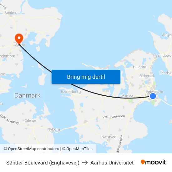 Sønder Boulevard (Enghavevej) to Aarhus Universitet map