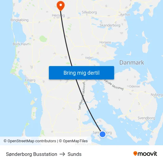 Sønderborg Busstation to Sunds map