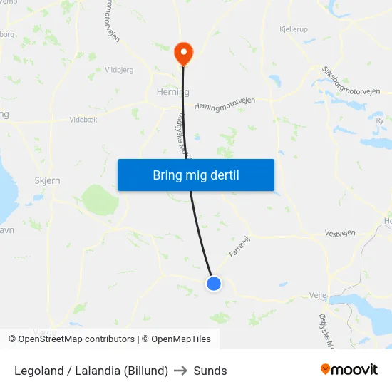 Legoland / Lalandia (Billund) to Sunds map