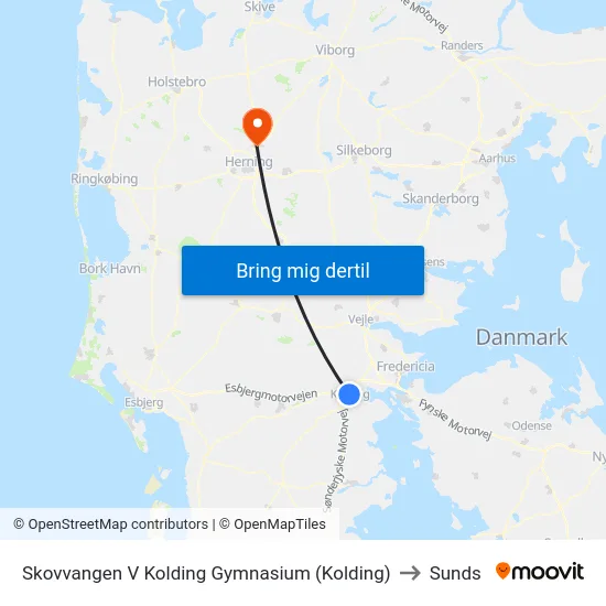 Skovvangen V Kolding Gymnasium (Kolding) to Sunds map