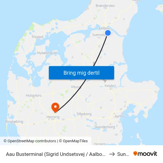 Aau Busterminal (Sigrid Undsetsvej / Aalborg) to Sunds map