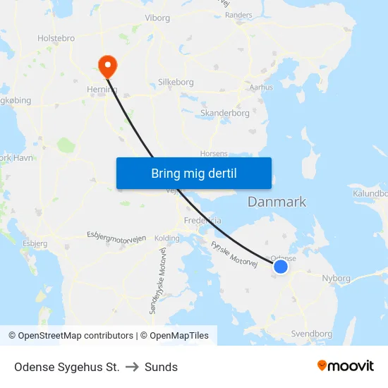 Odense Sygehus St. to Sunds map