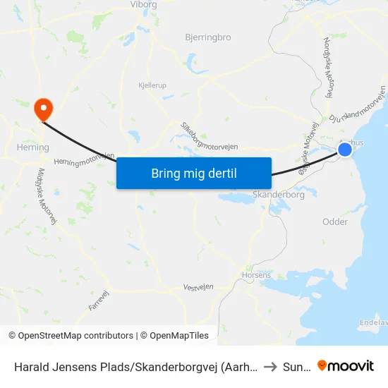 Harald Jensens Plads/Skanderborgvej (Aarhus Kom) to Sunds map