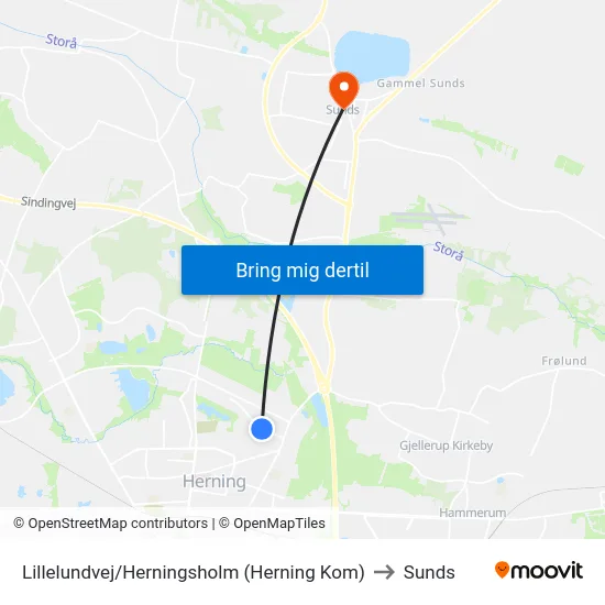 Lillelundvej/Herningsholm (Herning Kom) to Sunds map