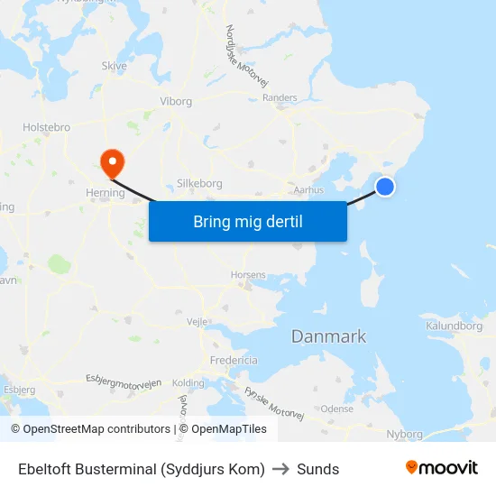 Ebeltoft Busterminal (Syddjurs Kom) to Sunds map