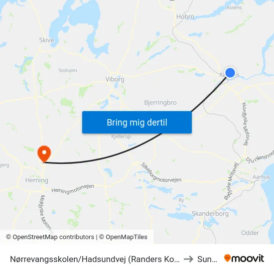 Nørrevangsskolen/Hadsundvej (Randers Kom) to Sunds map