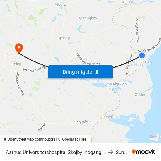 Aarhus Universitetshospital Skejby Indgang H to Sunds map