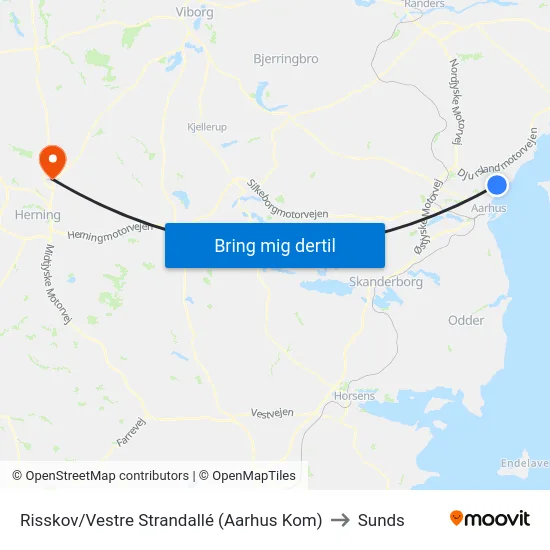 Risskov/Vestre Strandallé (Aarhus Kom) to Sunds map