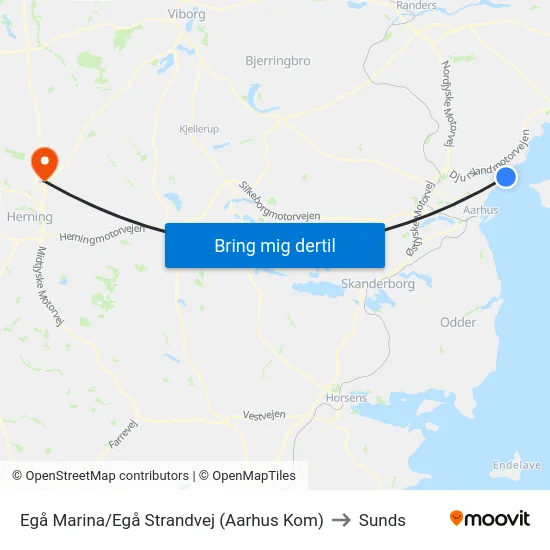 Egå Marina/Egå Strandvej (Aarhus Kom) to Sunds map