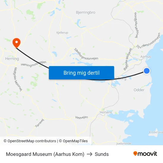 Moesgaard Museum (Aarhus Kom) to Sunds map