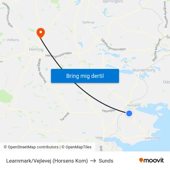 Learnmark/Vejlevej (Horsens Kom) to Sunds map