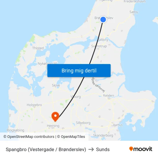 Spangbro (Vestergade / Brønderslev) to Sunds map