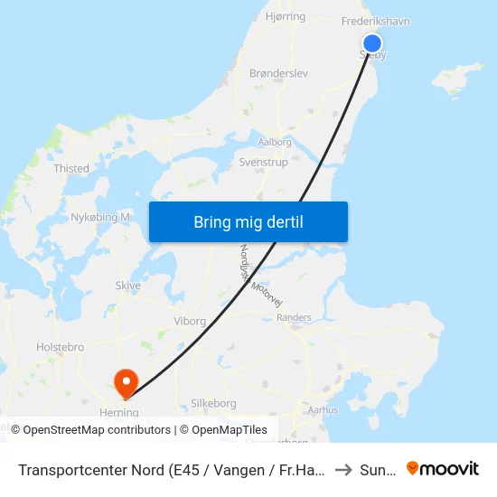Transportcenter Nord (E45 / Vangen / Fr.Havn K.) to Sunds map
