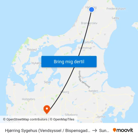 Hjørring Sygehus (Vendsyssel / Bispensgade) to Sunds map