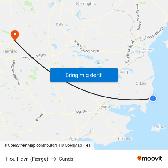 Hou Havn (Færge) to Sunds map