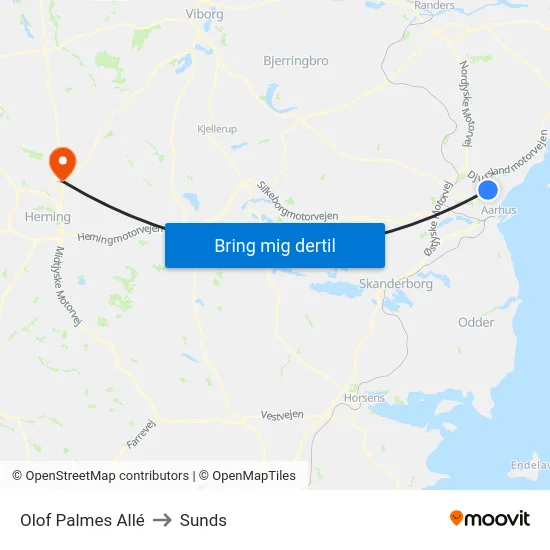 Olof Palmes Allé to Sunds map