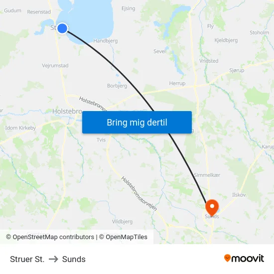 Struer St. to Sunds map