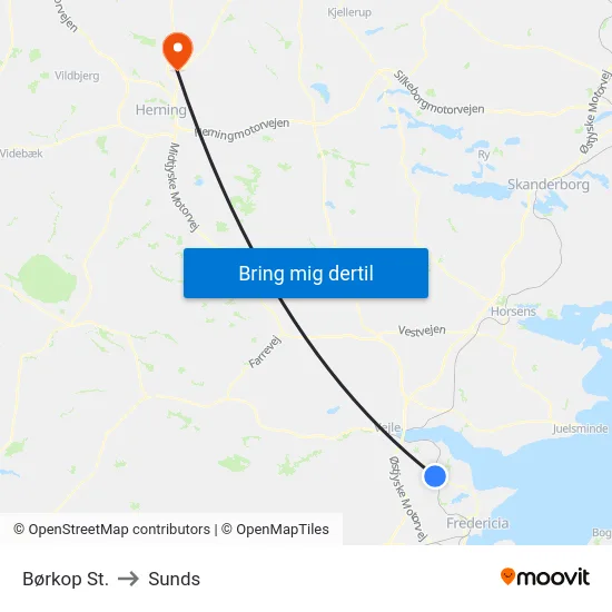 Børkop St. to Sunds map