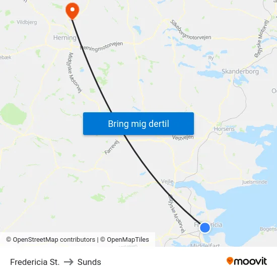 Fredericia St. to Sunds map