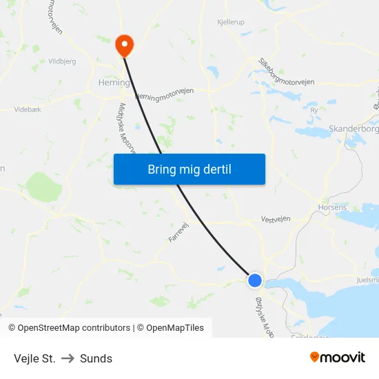 Vejle St. to Sunds map