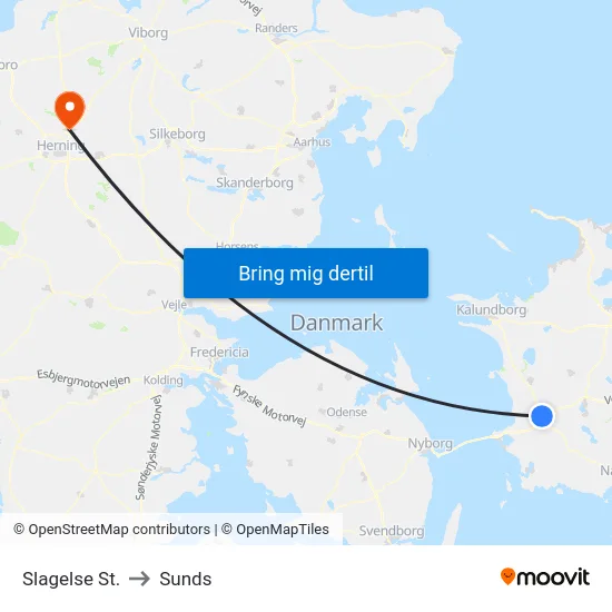 Slagelse St. to Sunds map