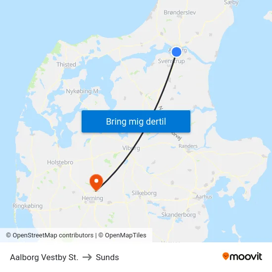Aalborg Vestby St. to Sunds map