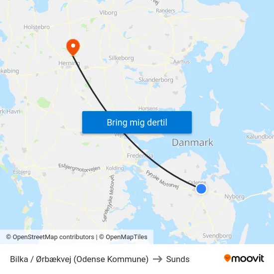 Bilka / Ørbækvej (Odense Kommune) to Sunds map