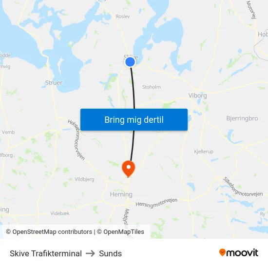 Skive Trafikterminal to Sunds map