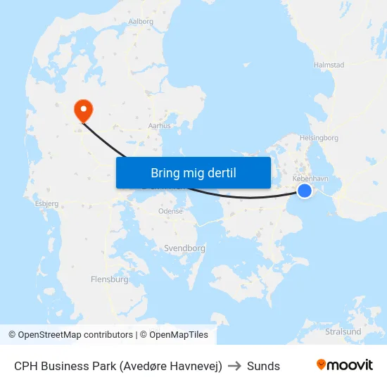 CPH Business Park (Avedøre Havnevej) to Sunds map