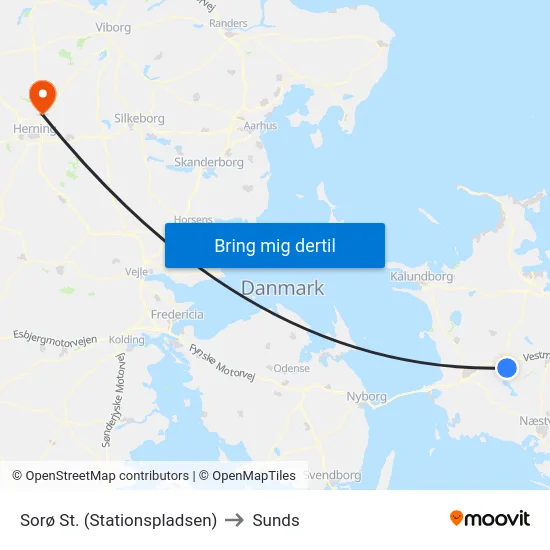 Sorø St. (Stationspladsen) to Sunds map