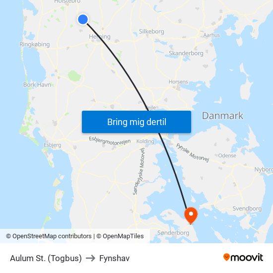 Aulum St. (Togbus) to Fynshav map