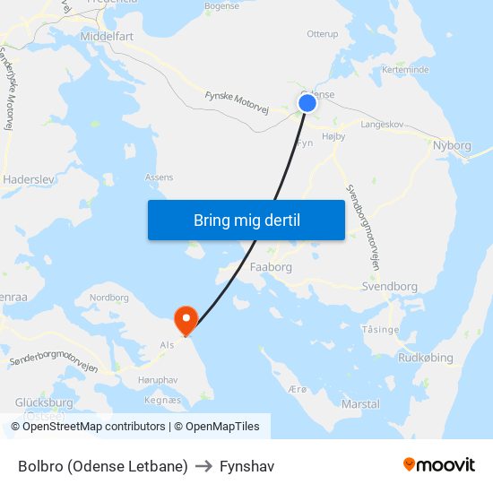 Bolbro (Odense Letbane) to Fynshav map