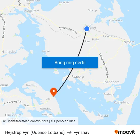 Højstrup Fyn (Odense Letbane) to Fynshav map
