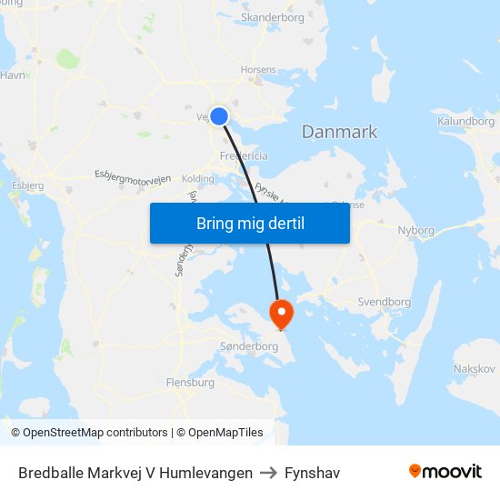 Bredballe Markvej V Humlevangen to Fynshav map