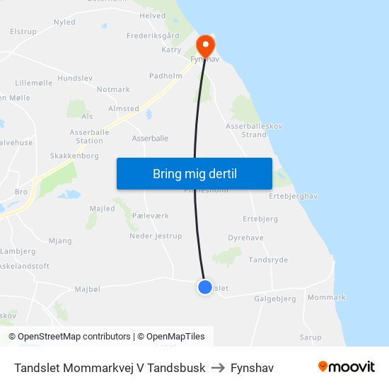 Tandslet Mommarkvej V Tandsbusk to Fynshav map