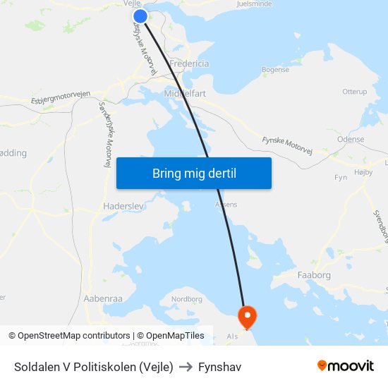 Soldalen V Politiskolen (Vejle) to Fynshav map