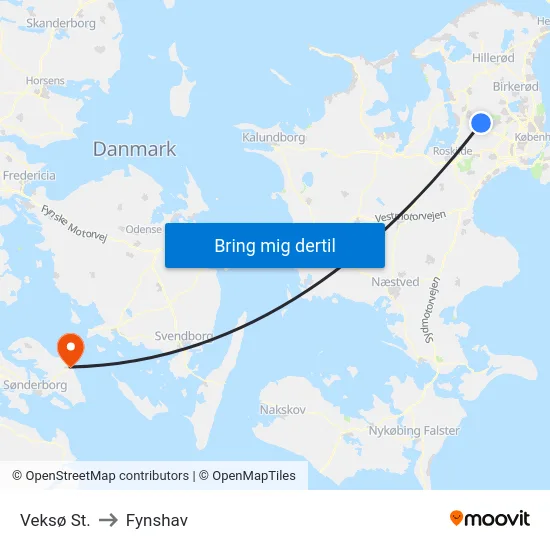Veksø St. to Fynshav map