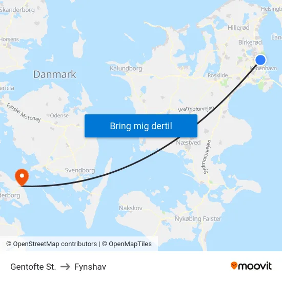 Gentofte St. to Fynshav map