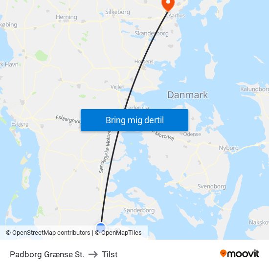 Padborg Grænse St. to Tilst map