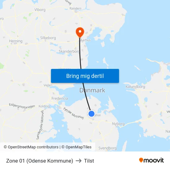 Zone 01 (Odense Kommune) to Tilst map