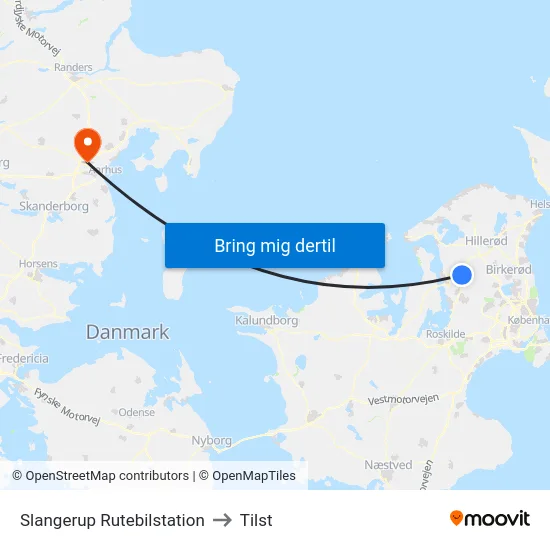 Slangerup Rutebilstation to Tilst map