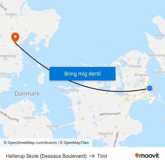 Hellerup Skole (Dessaus Boulevard) to Tilst map