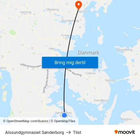 Alssundgymnasiet Sønderborg to Tilst map