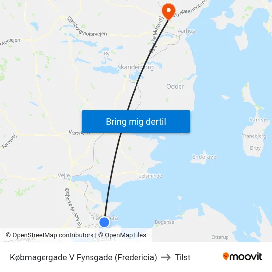 Købmagergade V Fynsgade (Fredericia) to Tilst map