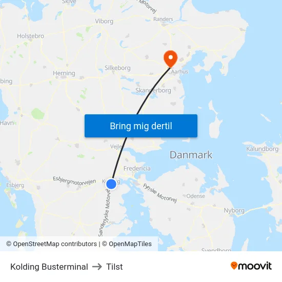 Kolding Busterminal to Tilst map
