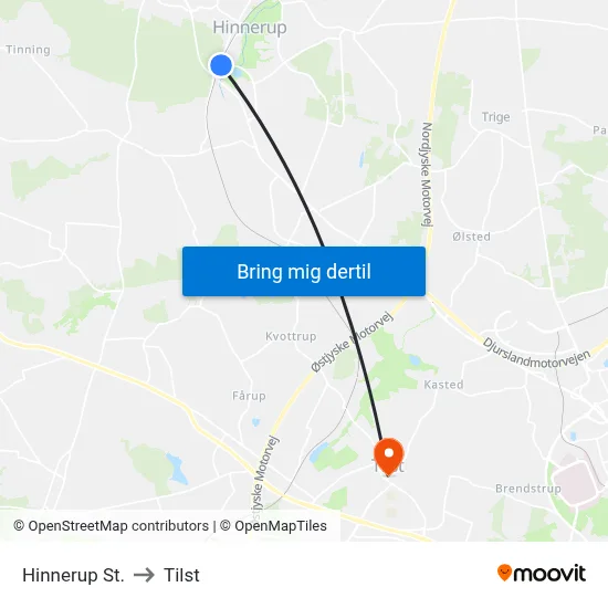 Hinnerup St. to Tilst map