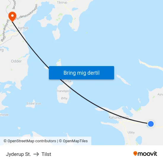 Jyderup St. to Tilst map