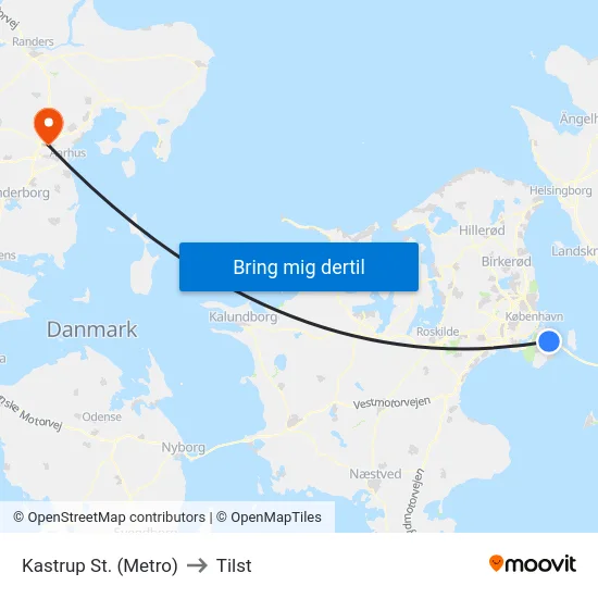 Kastrup St. (Metro) to Tilst map