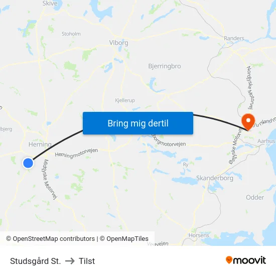 Studsgård St. to Tilst map
