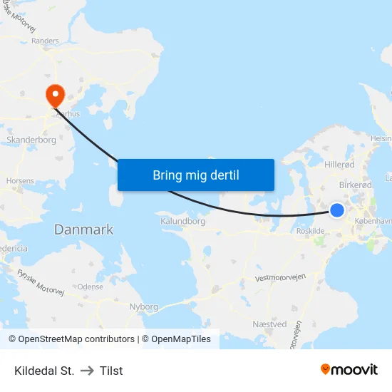 Kildedal St. to Tilst map